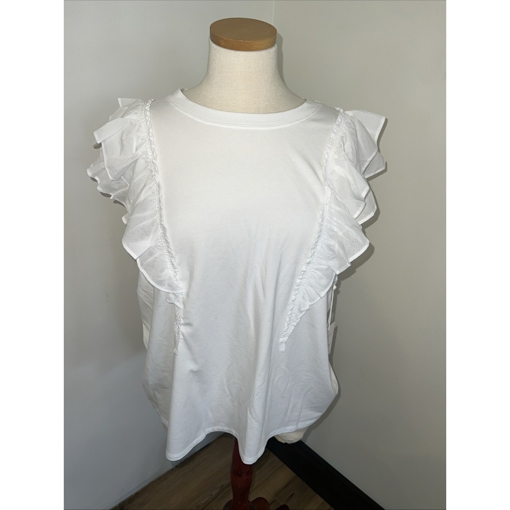 Plus‎ Size LC Lauren Conrad Mixed Media Tank Stone White Size 2X NWT